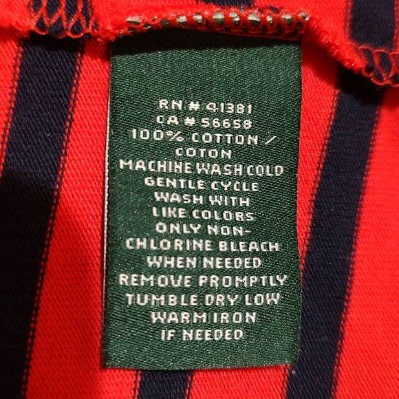 Women's Ralph Lauren Navy & Red Striped Top With Bows - Picture 6 of 7